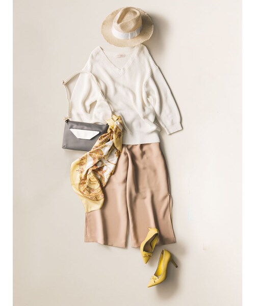 31 Sons de mode（トランテアン　ソン　ドゥ　モード）の「≪森 星ちゃん着用≫ツイルワイドパンツ（パンツ・レディース・ネイビー/ベージュ・36/38）」の5枚目の写真