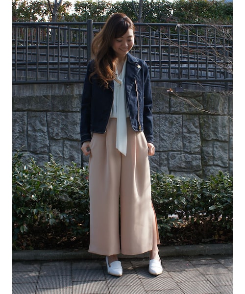 31 Sons de mode（トランテアン　ソン　ドゥ　モード）の「≪森 星ちゃん着用≫ツイルワイドパンツ（パンツ・レディース・ネイビー/ベージュ・36/38）」の6枚目の写真