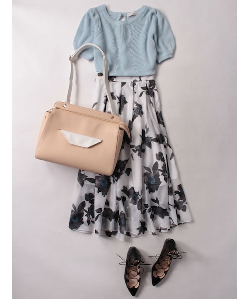 31 Sons de mode（トランテアン　ソン　ドゥ　モード）の「≪森 星ちゃん着用≫オーガンジーフラワープリントスカート（スカート・レディース・ピンク/オフホワイト・36）」の6枚目の写真