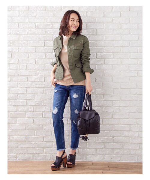 INGNI(イング)の「【春の新作】ミリタリー/ジャケット(ジャケット/アウター・レディース・オフホワイト/クロ/カーキ・M)」の14枚目の写真