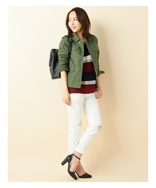 INGNI(イング)の「【春の新作】ミリタリー/ジャケット(ジャケット/アウター・レディース・オフホワイト/クロ/カーキ・M)」の12枚目の写真