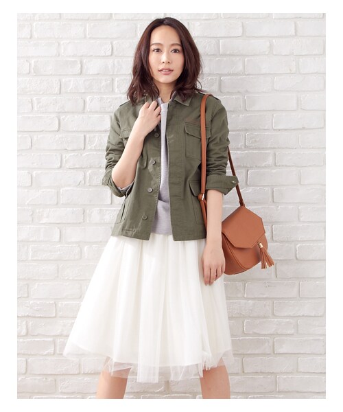 INGNI(イング)の「【春の新作】ミリタリー/ジャケット(ジャケット/アウター・レディース・オフホワイト/クロ/カーキ・M)」の1枚目の写真