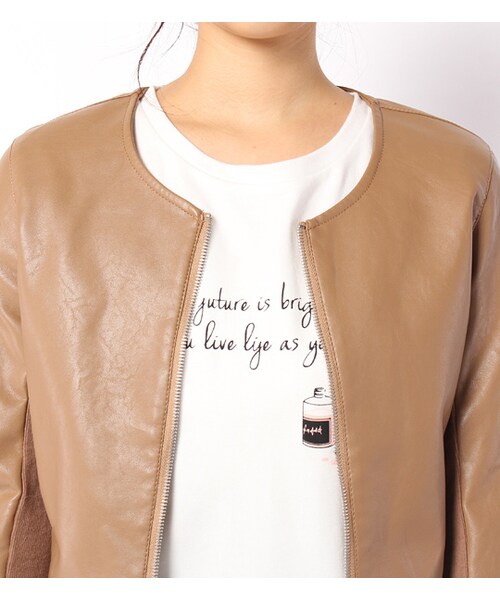 laboratory work（ラボラトリーワーク）の「ノーカラーライダースブルゾン（ジャケット/アウター・レディース・オフホワイト/キャメル/カーキ・M）」の7枚目の写真