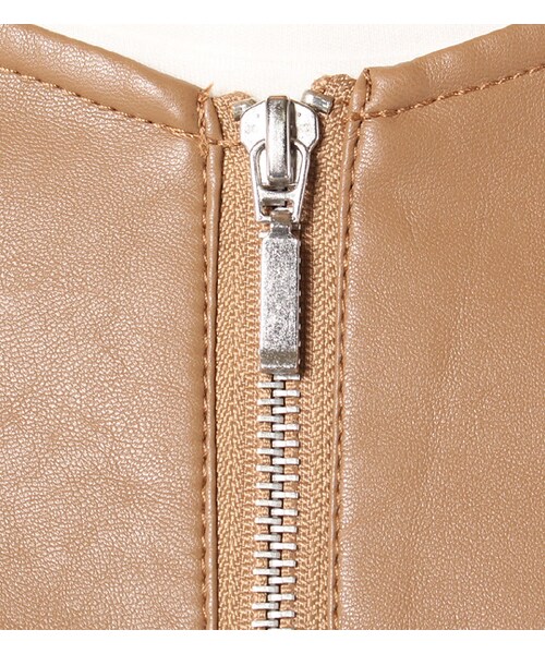 laboratory work（ラボラトリーワーク）の「ノーカラーライダースブルゾン（ジャケット/アウター・レディース・オフホワイト/キャメル/カーキ・M）」の11枚目の写真