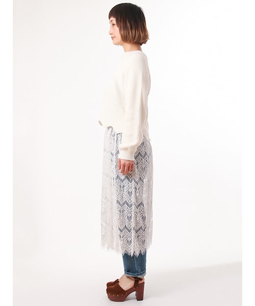 w closet（ダブルクローゼット）の「レースひざ下スカート（スカート・レディース・オフホワイト/ピンクベージュ/キャメル・FREE）」の5枚目の写真