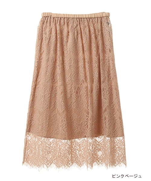 w closet（ダブルクローゼット）の「レースひざ下スカート（スカート・レディース・オフホワイト/ピンクベージュ/キャメル・FREE）」の3枚目の写真