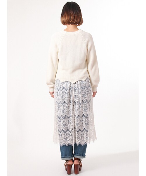 w closet（ダブルクローゼット）の「レースひざ下スカート（スカート・レディース・オフホワイト/ピンクベージュ/キャメル・FREE）」の6枚目の写真