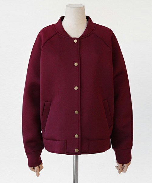 DHOLIC（ディーホリック）の「ネオプレーンラグランスリーブブルゾンジャケット（ブルゾン・レディース・ブラック/ネイビー/ブラックグレー/ワイン・FREE）」の4枚目の写真