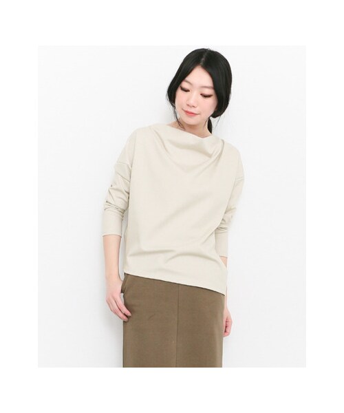 KBF(ケイビーエフ)の「KBF+ ドレープネックカットソー(トップス・レディース・L.BEIGE/GRAY/NAVY・one)」の5枚目の写真