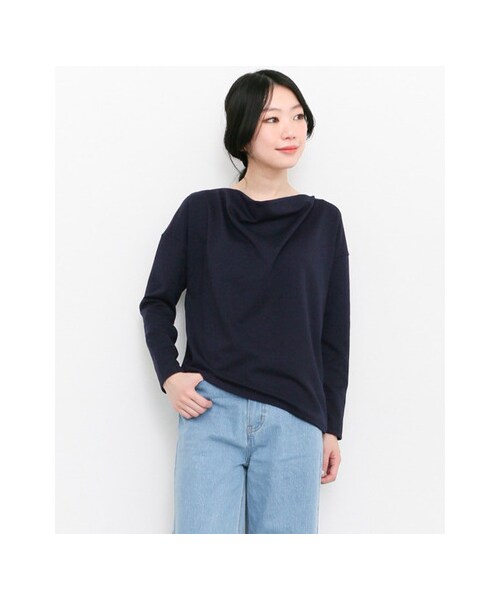 KBF(ケイビーエフ)の「KBF+ ドレープネックカットソー(トップス・レディース・L.BEIGE/GRAY/NAVY・one)」の4枚目の写真