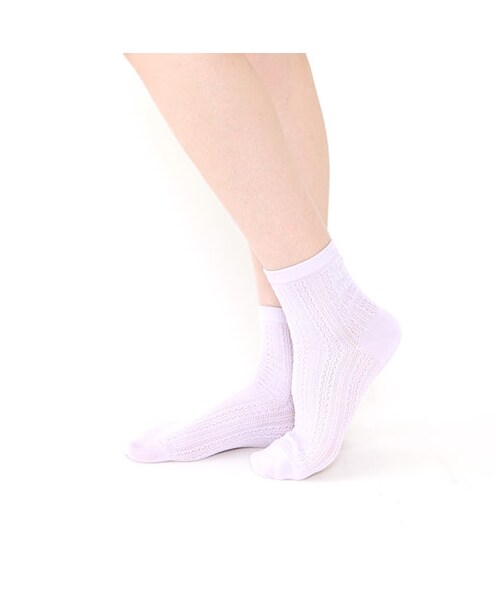 靴下屋（クツシタヤ）の「メッシュレースショートソックス（ソックス・靴下・レディース・シロ/クロ/チャコールグレー/ベージュ/ミント/メイブルー/コン/ラベンダー・22.0～24.0cm）」の11枚目の写真