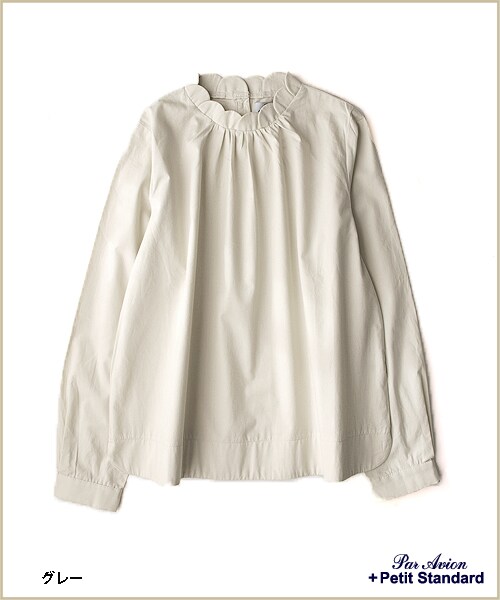 paravion（パラビオン）の「フラワーハイネックブラウス（トップス・レディース・オフホワイト/アイボリー/グレー・ワンサイズ）」の4枚目の写真