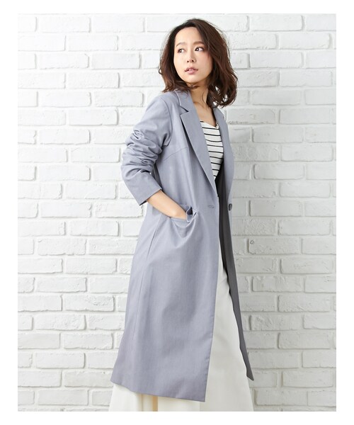 INGNI(イング)の「【春の新作】L103チェスター/ジャケット(ジャケット/アウター・レディース・グレー/カーキ/ベージュ/デニム/ブルー・M)」の1枚目の写真