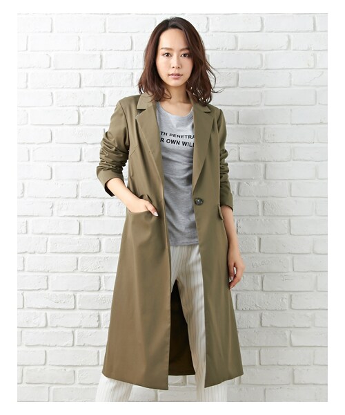 INGNI(イング)の「【春の新作】L103チェスター/ジャケット(ジャケット/アウター・レディース・グレー/カーキ/ベージュ/デニム/ブルー・M)」の15枚目の写真