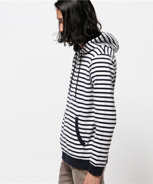 UNION STATION（ユニオンステーション）の「シンプルボーダーパーカー（パーカー・メンズ・ネイビー/ホワイト×ネイビー・MEDIUM/SMALL/LARGE/LL）」の3枚目の写真