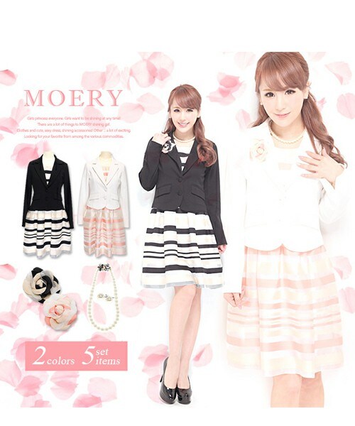 MOERY（モエリー）の「Aラインシルエットワンピーススーツ5点セット（スーツスカート・レディース・ジャケットブラック/ジャケットホワイト・S/M）」の2枚目の写真