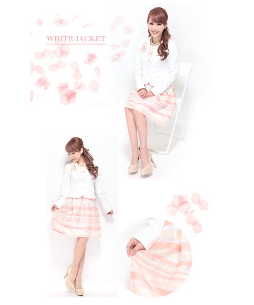 MOERY（モエリー）の「Aラインシルエットワンピーススーツ5点セット（スーツスカート・レディース・ジャケットブラック/ジャケットホワイト・S/M）」の4枚目の写真