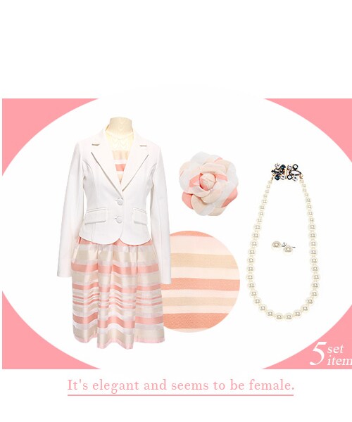 MOERY（モエリー）の「Aラインシルエットワンピーススーツ5点セット（スーツスカート・レディース・ジャケットブラック/ジャケットホワイト・S/M）」の5枚目の写真