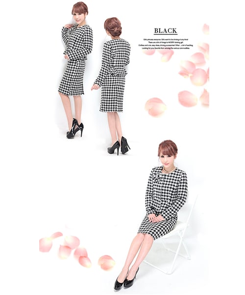 MOERY（モエリー）の「千鳥柄ペプラムスーツ6点セット（セットアップ