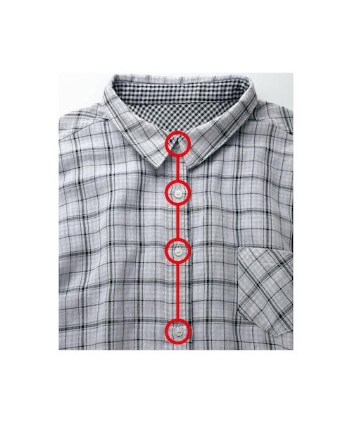 IEDIT（イディット）の「IEDITレーベルコレクション　テントラインで風をはらむ　こなれチェックのリバーシブルダブルガーゼシャツ〈ネイビー×ホワイト〉（シャツ/ブラウス・レディース・Various・S /M /L /LL/3L）」の7枚目の写真