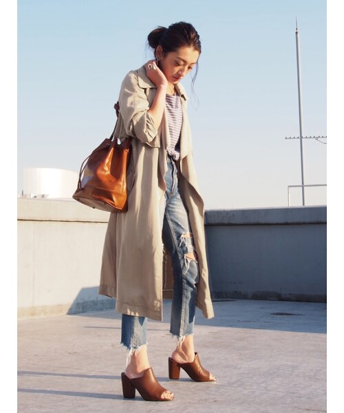 Ungrid（アングリッド）の「テンセルラップトレンチコート（ジャケット/アウター・レディース・オフホワイト/キャメル・S/M）」の3枚目の写真