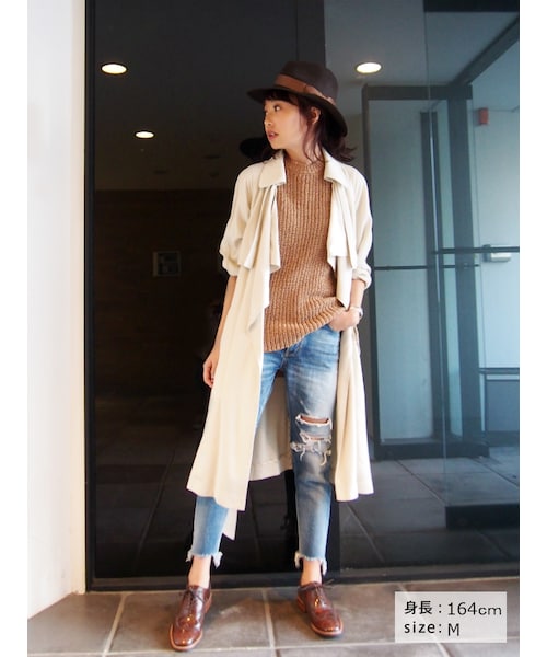 Ungrid（アングリッド）の「テンセルラップトレンチコート（ジャケット/アウター・レディース・オフホワイト/キャメル・S/M）」の5枚目の写真