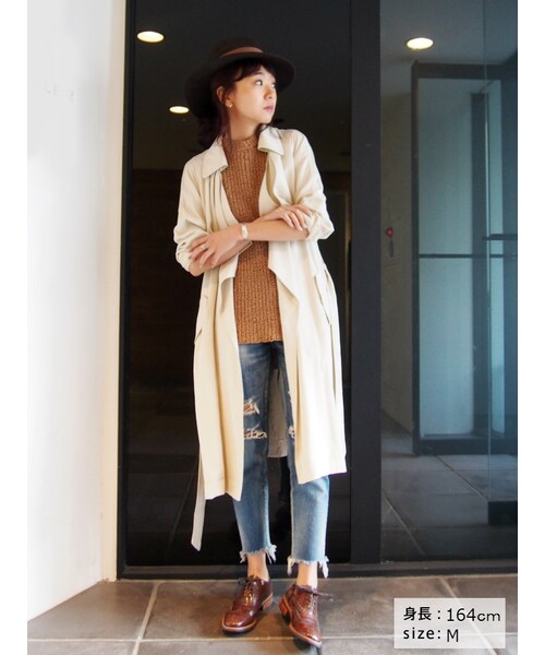 Ungrid（アングリッド）の「テンセルラップトレンチコート（ジャケット/アウター・レディース・オフホワイト/キャメル・S/M）」の4枚目の写真