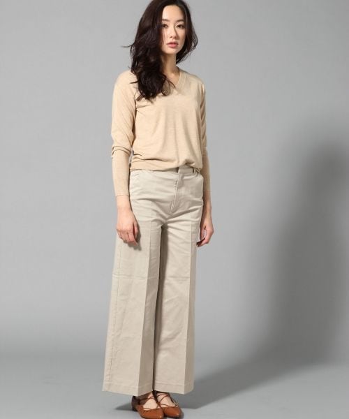 BLISS POINT（ブリスポイント）の「コットンツイルバギーパンツ（パンツ・レディース・ホワイト/ライトグレー/ベージュ・M/L）」の5枚目の写真