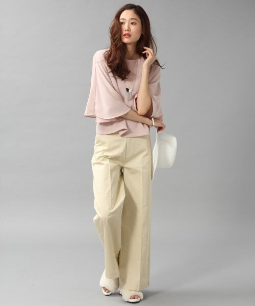 BLISS POINT（ブリスポイント）の「コットンツイルバギーパンツ（パンツ・レディース・ホワイト/ライトグレー/ベージュ・M/L）」の6枚目の写真