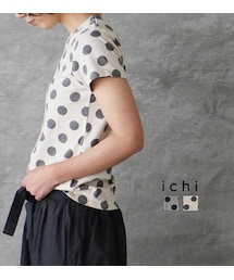 ichi | ICHI コットン天竺ドット半袖Tシャツ(Tシャツ/カットソー)