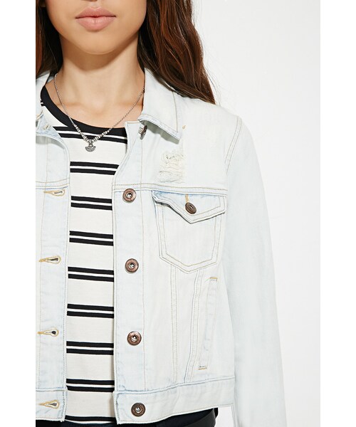 FOREVER 21(フォーエバー トゥエンティーワン)の「ダメージデニムジャケット(ジャケット/アウター・レディース・LIGHT DENIM/DENIM/DARK DENIM・Small/Medium/Large)」の10枚目の写真
