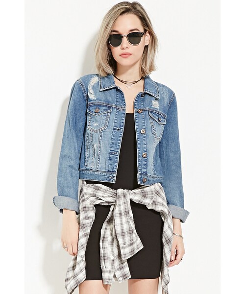 FOREVER 21(フォーエバー トゥエンティーワン)の「ダメージデニムジャケット(ジャケット/アウター・レディース・LIGHT DENIM/DENIM/DARK DENIM・Small/Medium/Large)」の11枚目の写真