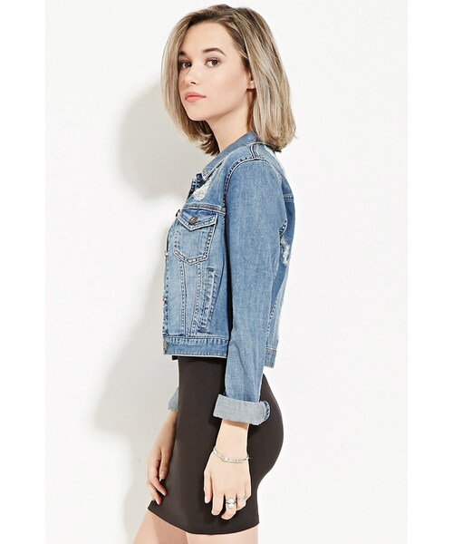 FOREVER 21(フォーエバー トゥエンティーワン)の「ダメージデニムジャケット(ジャケット/アウター・レディース・LIGHT DENIM/DENIM/DARK DENIM・Small/Medium/Large)」の12枚目の写真