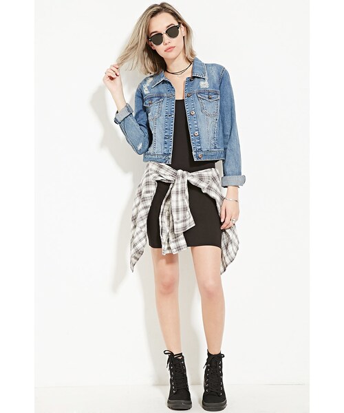 FOREVER 21(フォーエバー トゥエンティーワン)の「ダメージデニムジャケット(ジャケット/アウター・レディース・LIGHT DENIM/DENIM/DARK DENIM・Small/Medium/Large)」の14枚目の写真