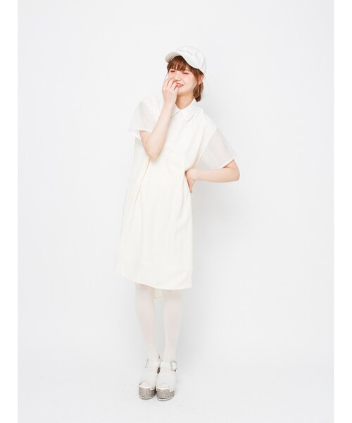 merry jenny（メリージェニー）の「ボックスシャツワンピース（ワンピース/ドレス・レディース・オフホワイト/ブラック/パープル・F）」の7枚目の写真