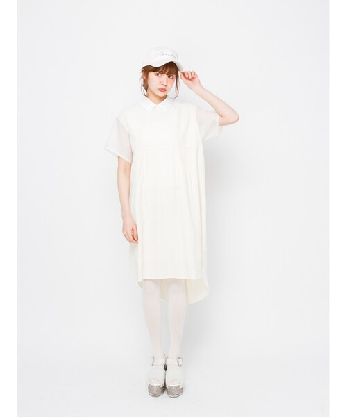merry jenny（メリージェニー）の「ボックスシャツワンピース（ワンピース/ドレス・レディース・オフホワイト/ブラック/パープル・F）」の5枚目の写真