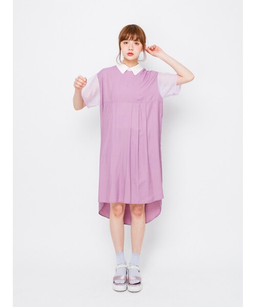 merry jenny（メリージェニー）の「ボックスシャツワンピース（ワンピース/ドレス・レディース・オフホワイト/ブラック/パープル・F）」の6枚目の写真