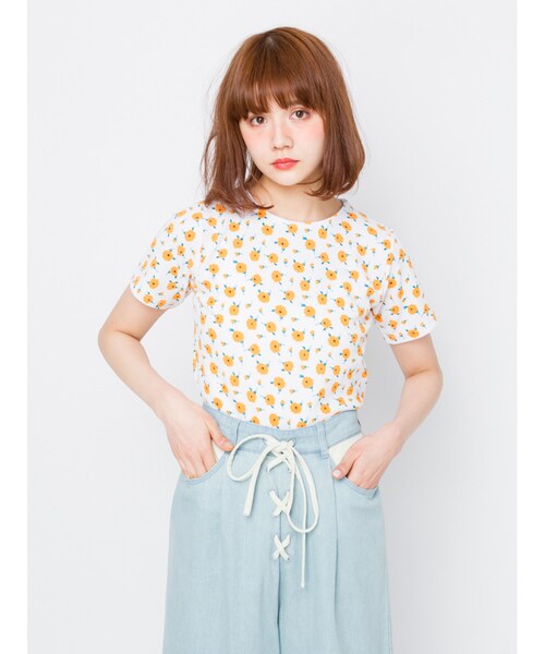 merry jenny(メリージェニー)の「レースアップデニムワイドパンツ(パンツ・レディース・オフホワイト/ブルー/インディゴ・F)」の6枚目の写真