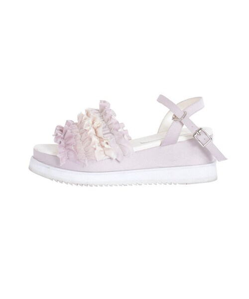 merry jenny（メリージェニー）の「チュールフリルサンダル（シューズ・レディース・ブラック/ネイビー/ベージュ・M/L）」の7枚目の写真