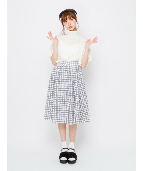 merry jenny（メリージェニー）の「チュールフリルサンダル（シューズ・レディース・ブラック/ネイビー/ベージュ・M/L）」の5枚目の写真