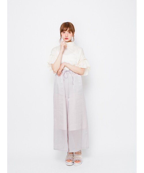 merry jenny（メリージェニー）の「チュールフリルサンダル（シューズ・レディース・ブラック/ネイビー/ベージュ・M/L）」の4枚目の写真