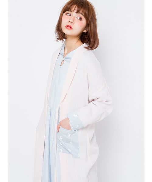 merry jenny（メリージェニー）の「キモノスリーブガウン（ジャケット/アウター・レディース・オフホワイト/ピンク・F）」の4枚目の写真