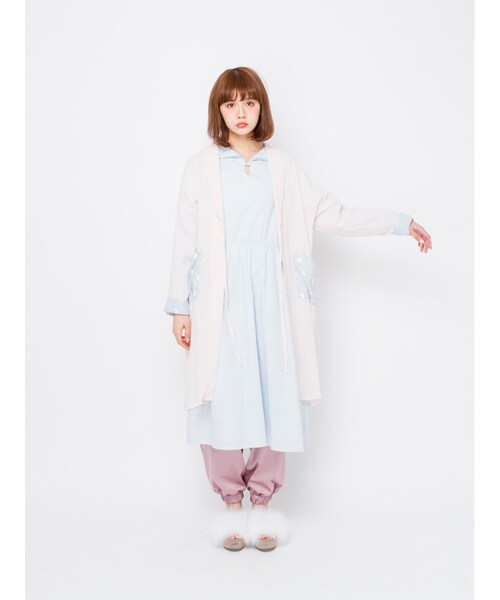 merry jenny（メリージェニー）の「キモノスリーブガウン（ジャケット/アウター・レディース・オフホワイト/ピンク・F）」の5枚目の写真