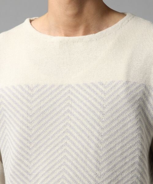 BLISS POINT（ブリスポイント）の「ジグザグボーダーＫＮ（トップス・メンズ・ホワイト/ネイビー・M）」の6枚目の写真