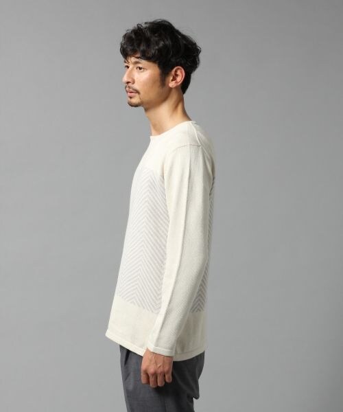 BLISS POINT（ブリスポイント）の「ジグザグボーダーＫＮ（トップス・メンズ・ホワイト/ネイビー・M）」の4枚目の写真