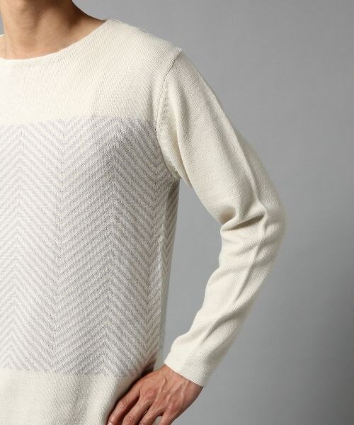 BLISS POINT（ブリスポイント）の「ジグザグボーダーＫＮ（トップス・メンズ・ホワイト/ネイビー・M）」の7枚目の写真