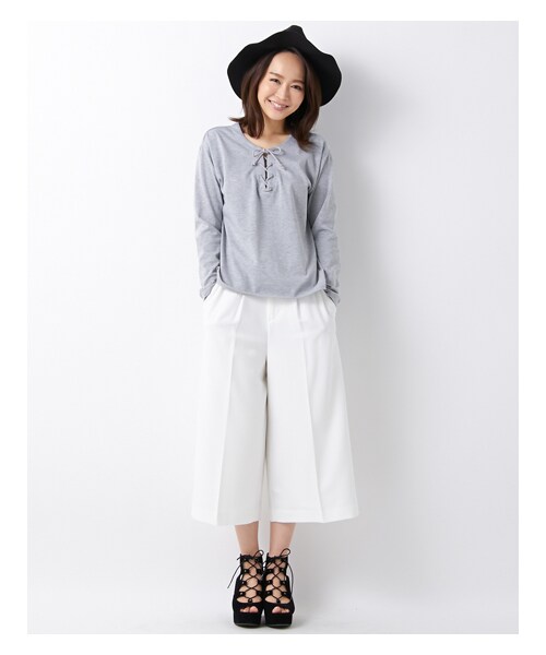 INGNI(イング)の「【春の新作】TRガウチョ/パンツA(パンツ・レディース・オフホワイト/グレー/クロ/オレンジ/ベージュ/デニム/ブルー・M)」の10枚目の写真