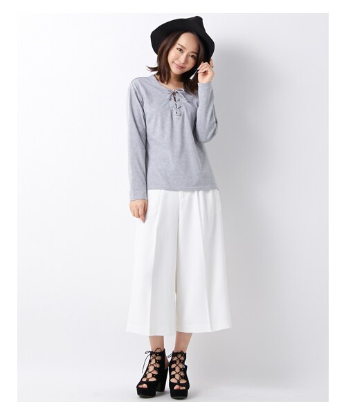 INGNI(イング)の「【春の新作】TRガウチョ/パンツA(パンツ・レディース・オフホワイト/グレー/クロ/オレンジ/ベージュ/デニム/ブルー・M)」の9枚目の写真