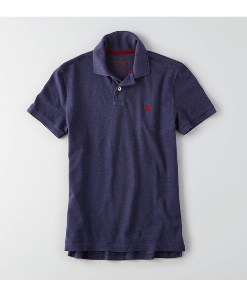 American Eagle（アメリカンイーグル）の「AEOピケポロ（ポロシャツ・メンズ・ホワイト/ブルー・XS/S/M/L/XL/XXL/XXXL）」の2枚目の写真
