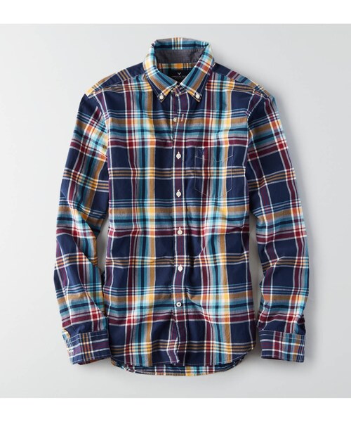 American Eagle（アメリカンイーグル）の「AEOプラッドシャツ（シャツ/ブラウス・メンズ・ネイビー/マルチ・XS/S/M/L/XL/XXL/XXXL）」の2枚目の写真
